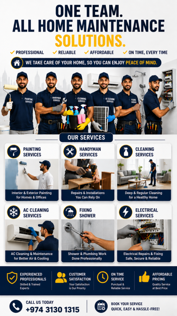 we provide plumbers, electricians, hundyman, cleaners, everything that you need,